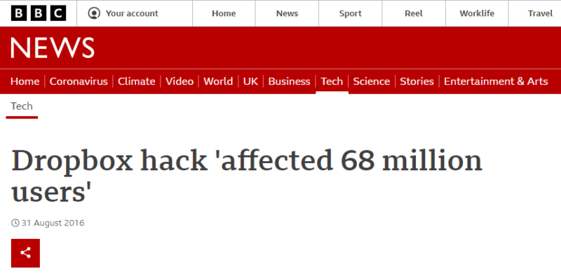 dropbox password leak