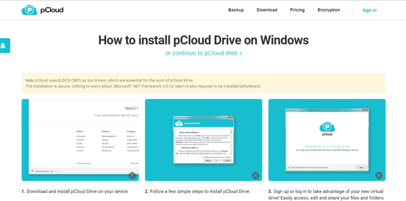 how to install pcloud drive