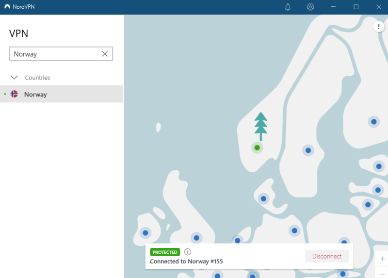 nordvpn norway connected