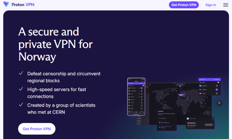 proton vpn norway website