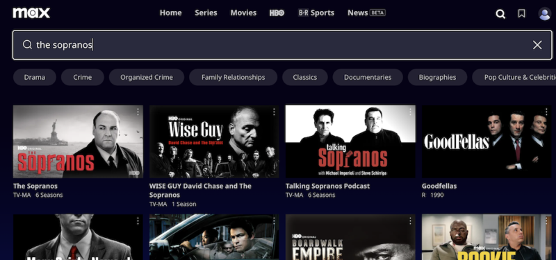 where to watch the sopranos max
