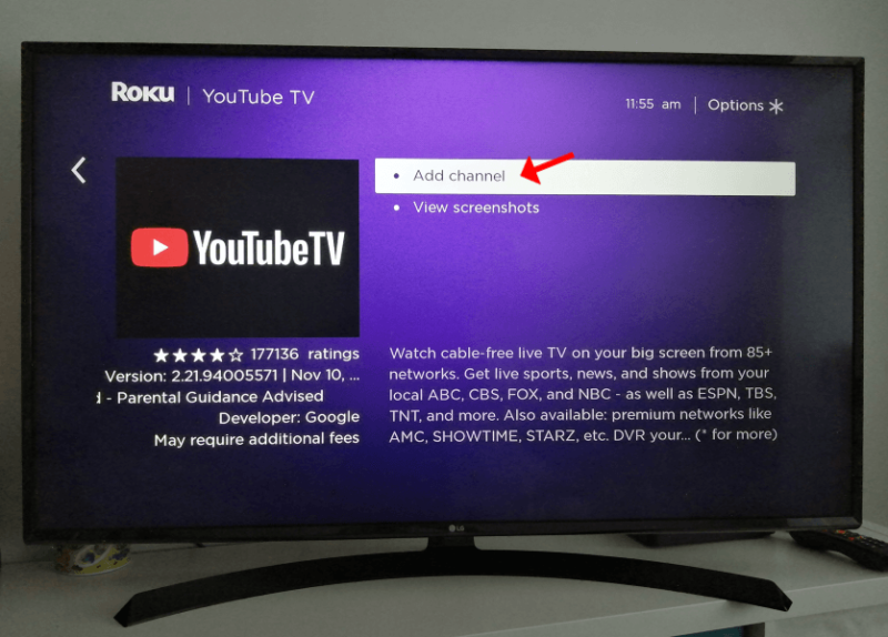 youtube tv on roku add channel