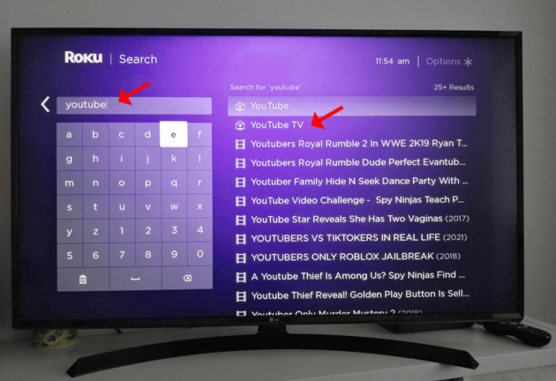 youtube tv on roku type