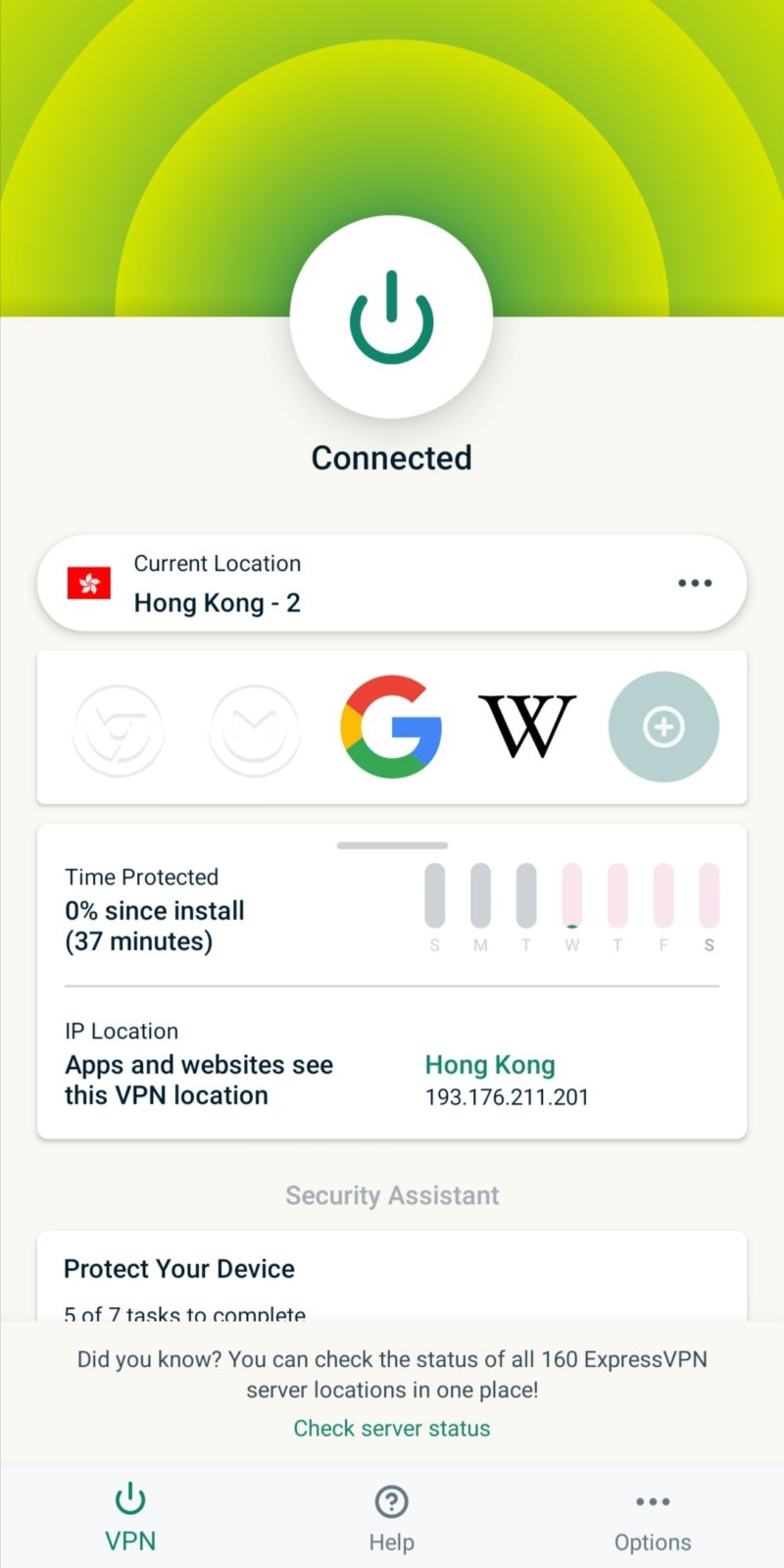 Connect to ExpressVPN server