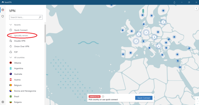 NordVPN specialty servers