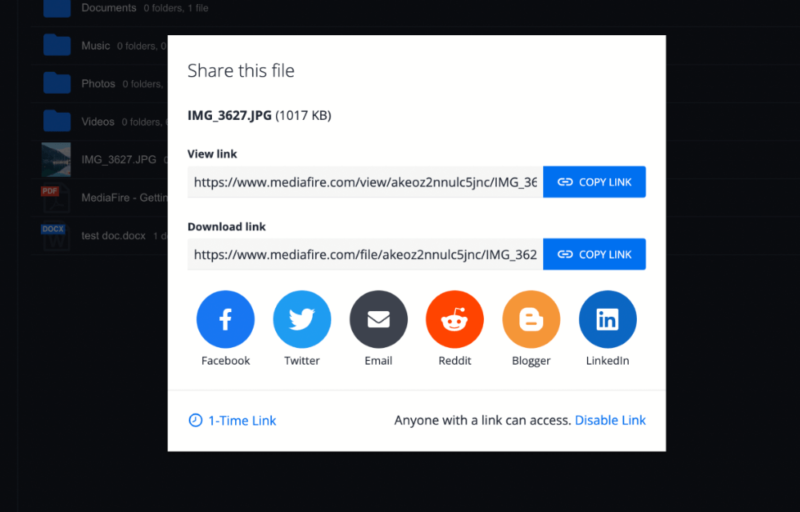 Share files mediafire