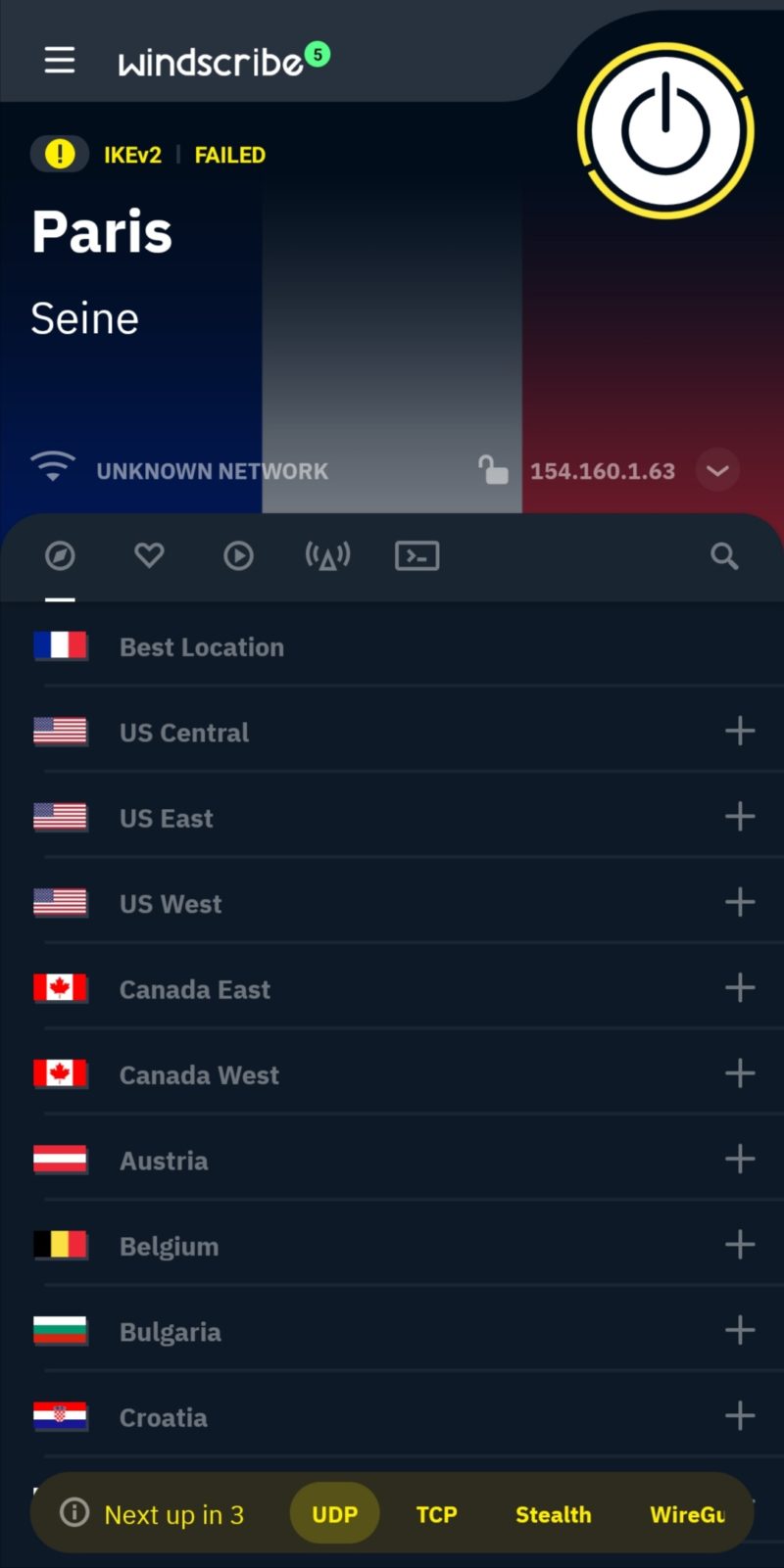 Windscribe VPN app Paris