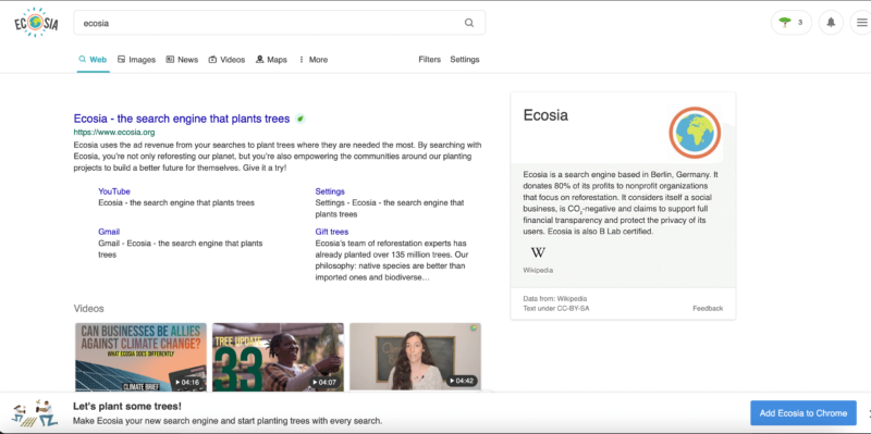 ecosia search