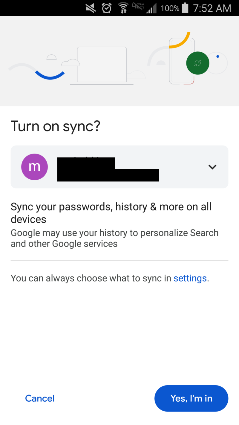 google chrome sync