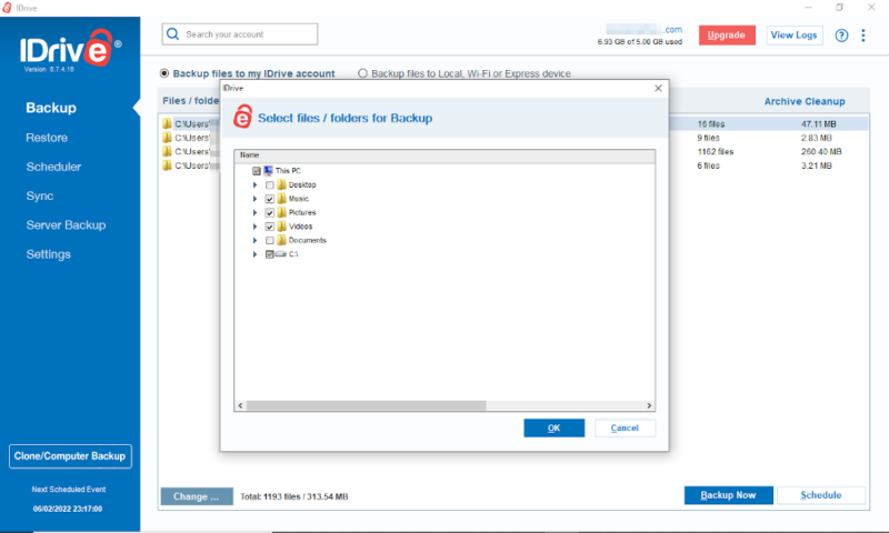 idrive and dropbox backup creation