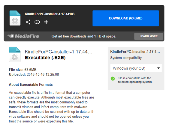 kindle 1.17 for pc