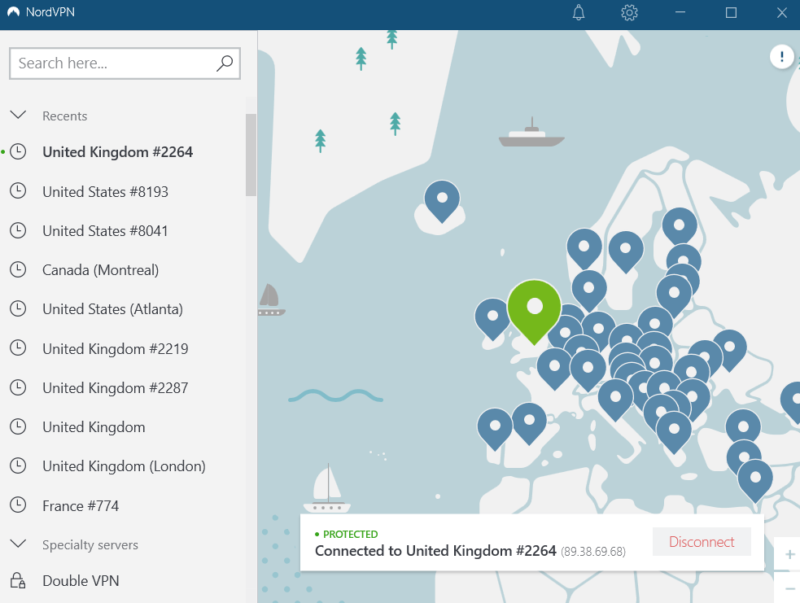 nordvpn in app 