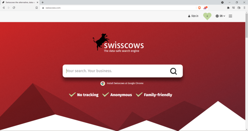 swisscows search bar