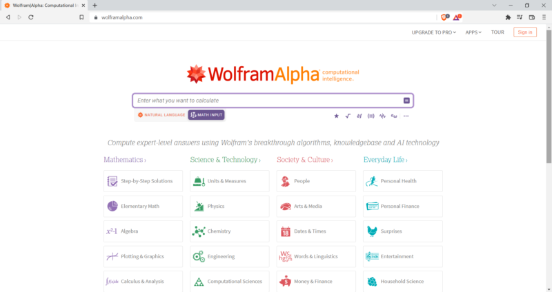 wolfram alpha search