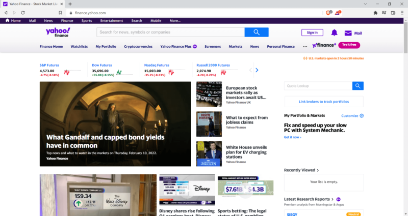 yahoo finance