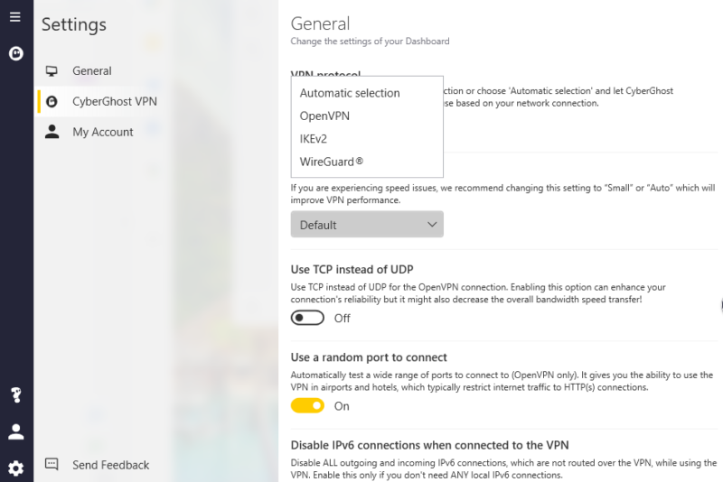 CyberGhost security protocols