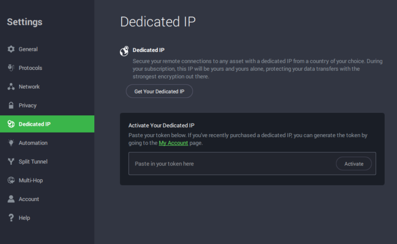 PIA dedicated IP