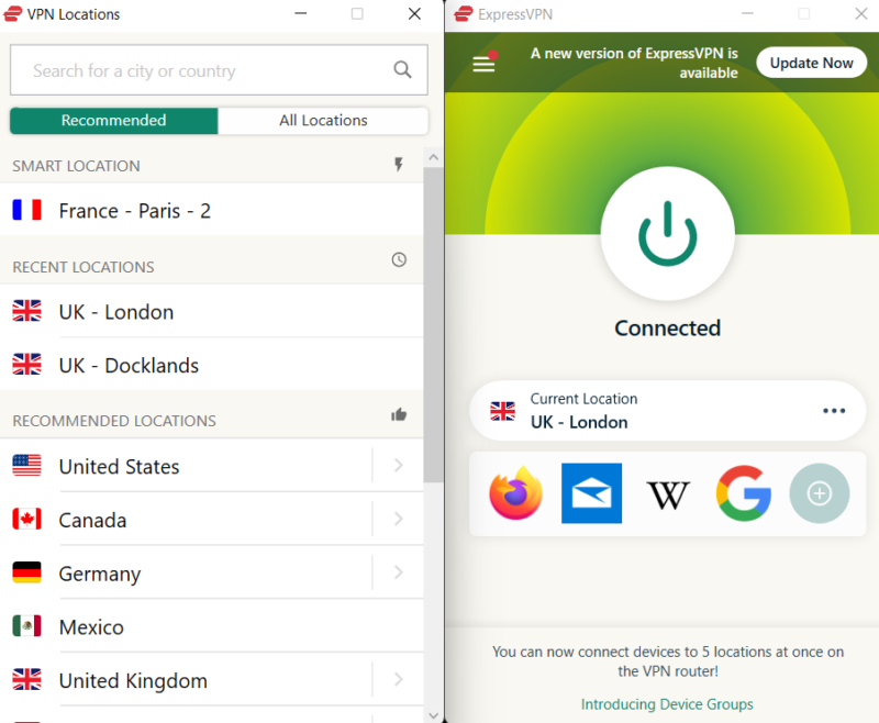 expressvpn in app