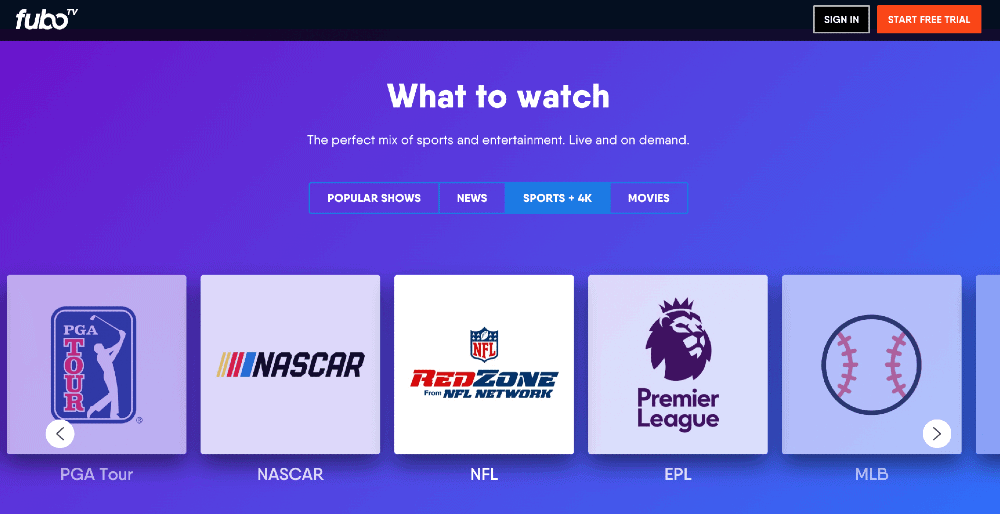 sports available on fubotv