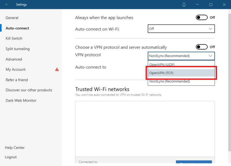 nordvpn onion step 3