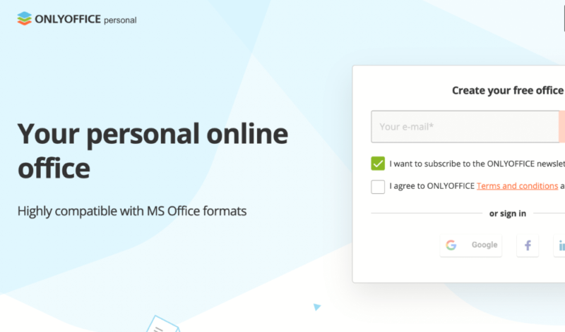 onlyoffice sign up