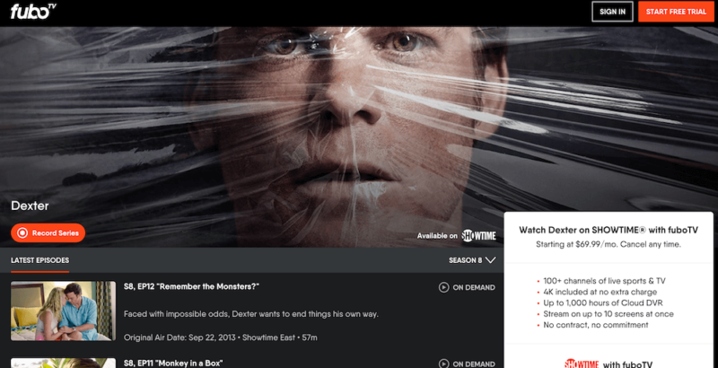 how to watch dexter fubotv