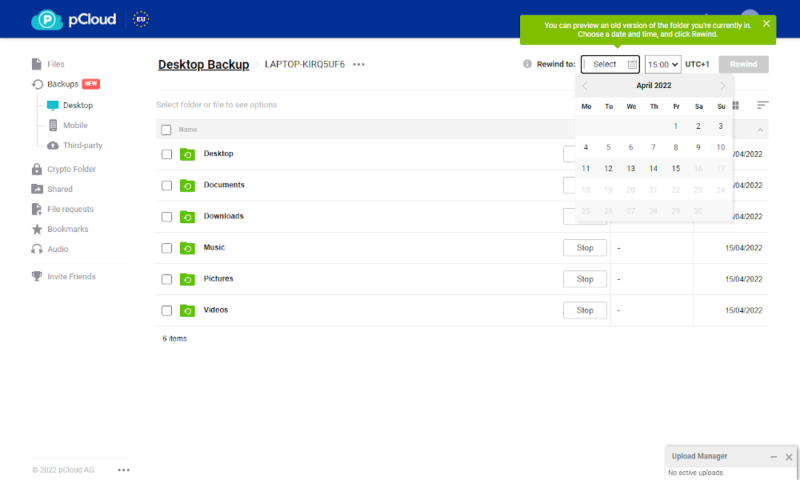 versioning backup pcloud rewind