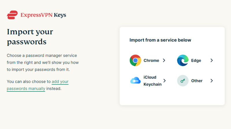 ExpressVPN Keys Import passwords