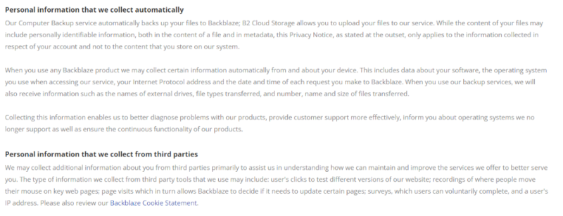 backblaze privacy