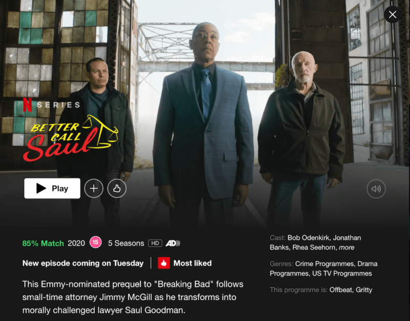 how to watch better call saul netflix uk