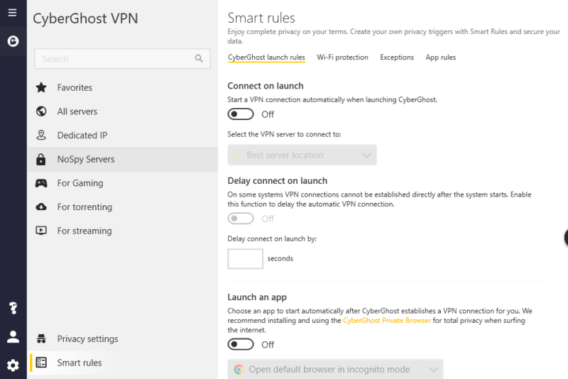 cyberghost smart rules