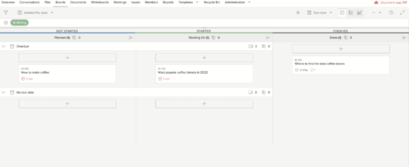 Projectplace Kanban boards