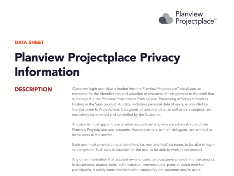 Projectplace Privacy policy