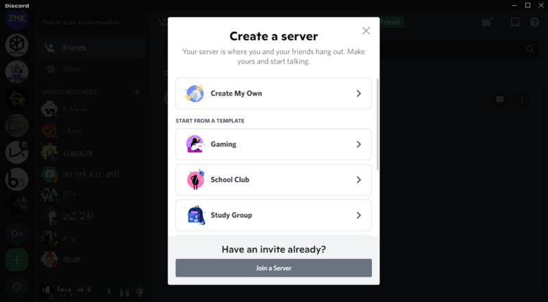 discord create server