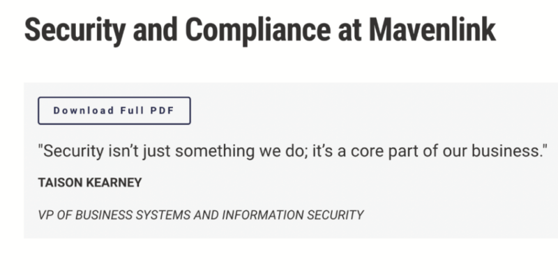 Mavenlink security policy