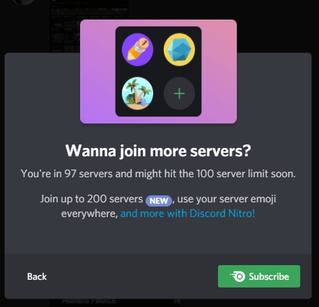 Free Discord users 100 server limit