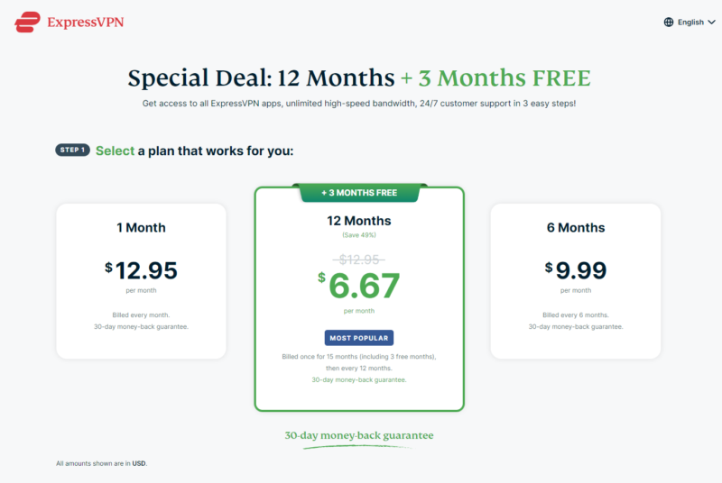 expressvpn pricing page