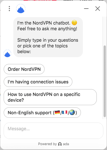 nordvpn chatbot
