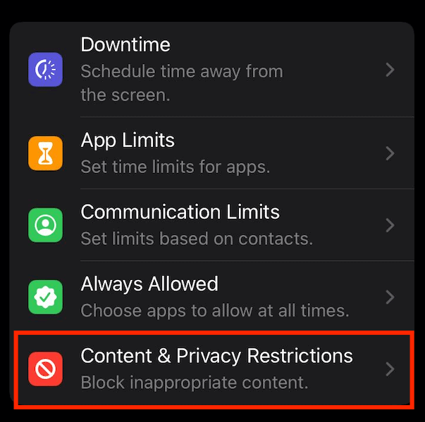 screen time content privacy restrictions