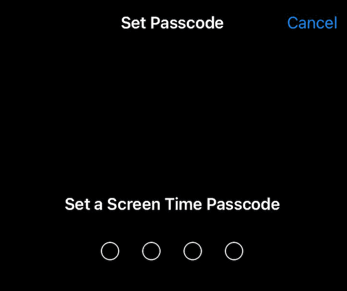 screen time set passcode