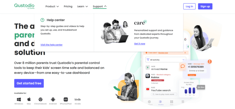 Qustodio homepage