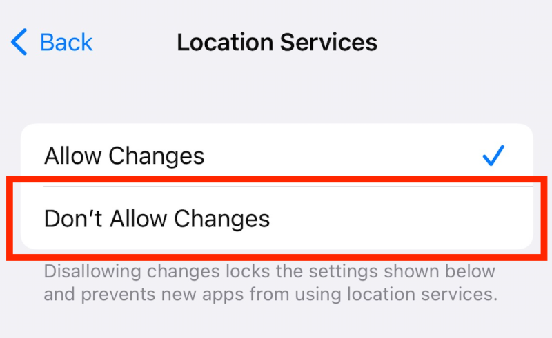 location services dont allow