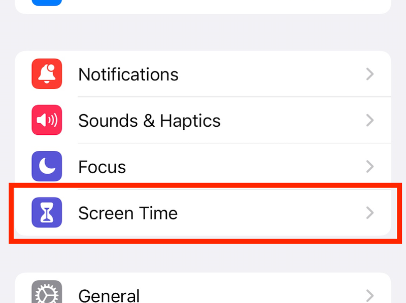 settings screen time
