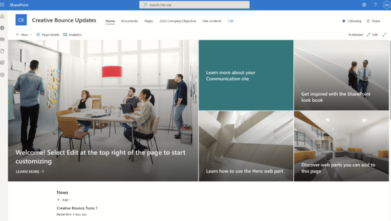 sharepoint comms site