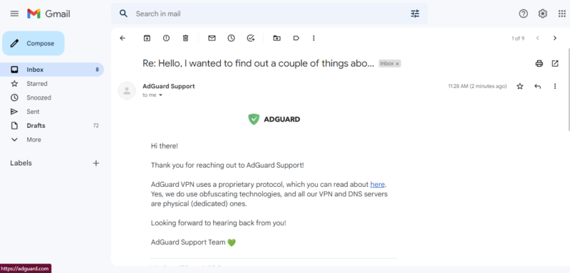 adguard vpn email support