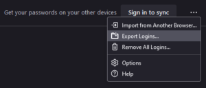 firefox-export-logins-menu firefox export logins menu