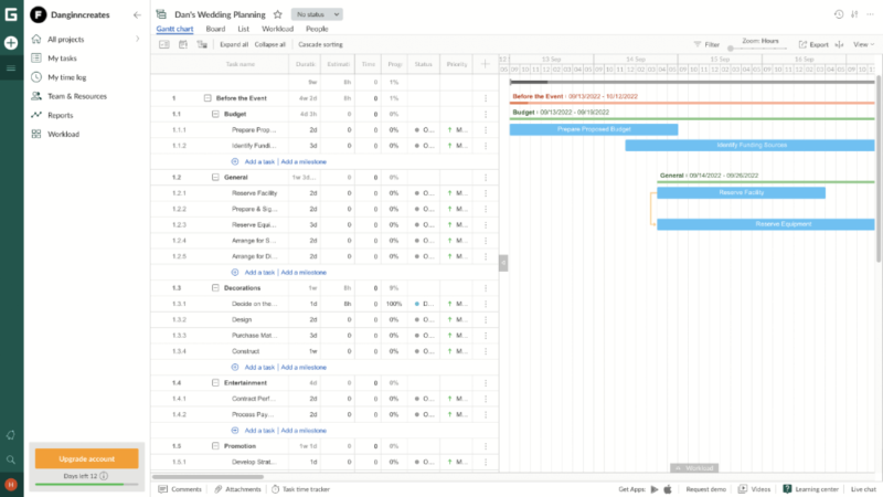 ganttpro chart and grid view.