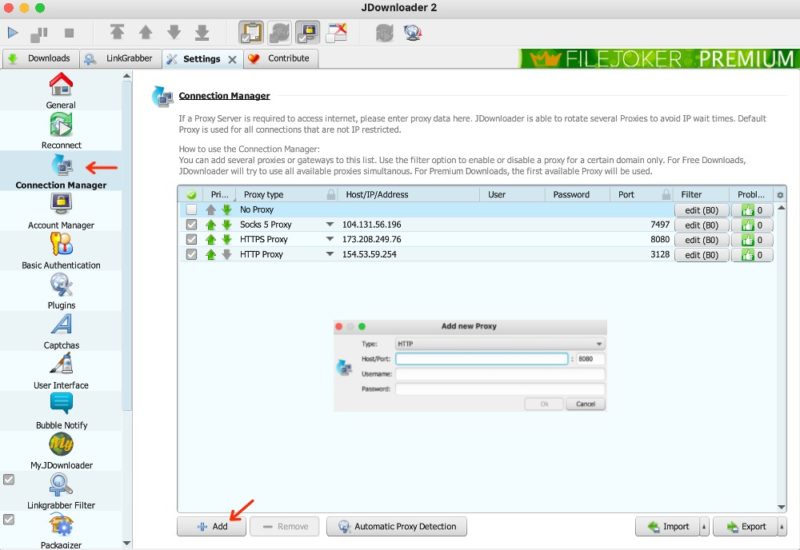 jdownloader settings