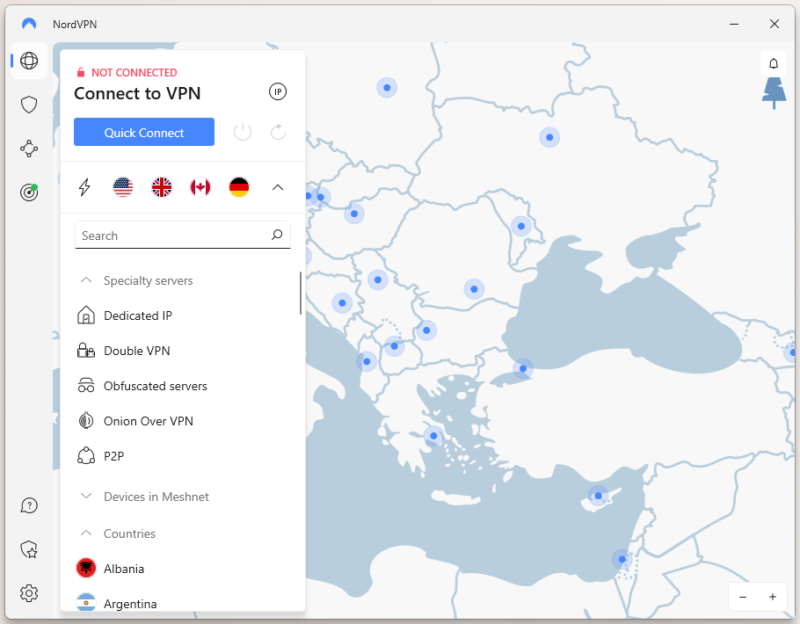 nordvpn windows server list