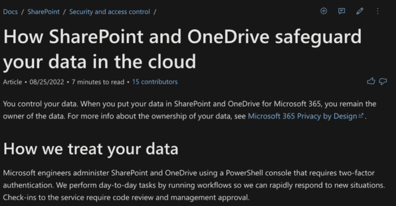 sharepoint security and data